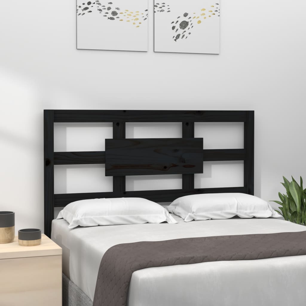 Bed Headboard Black 95.5x4x100 cm Solid Wood Pine