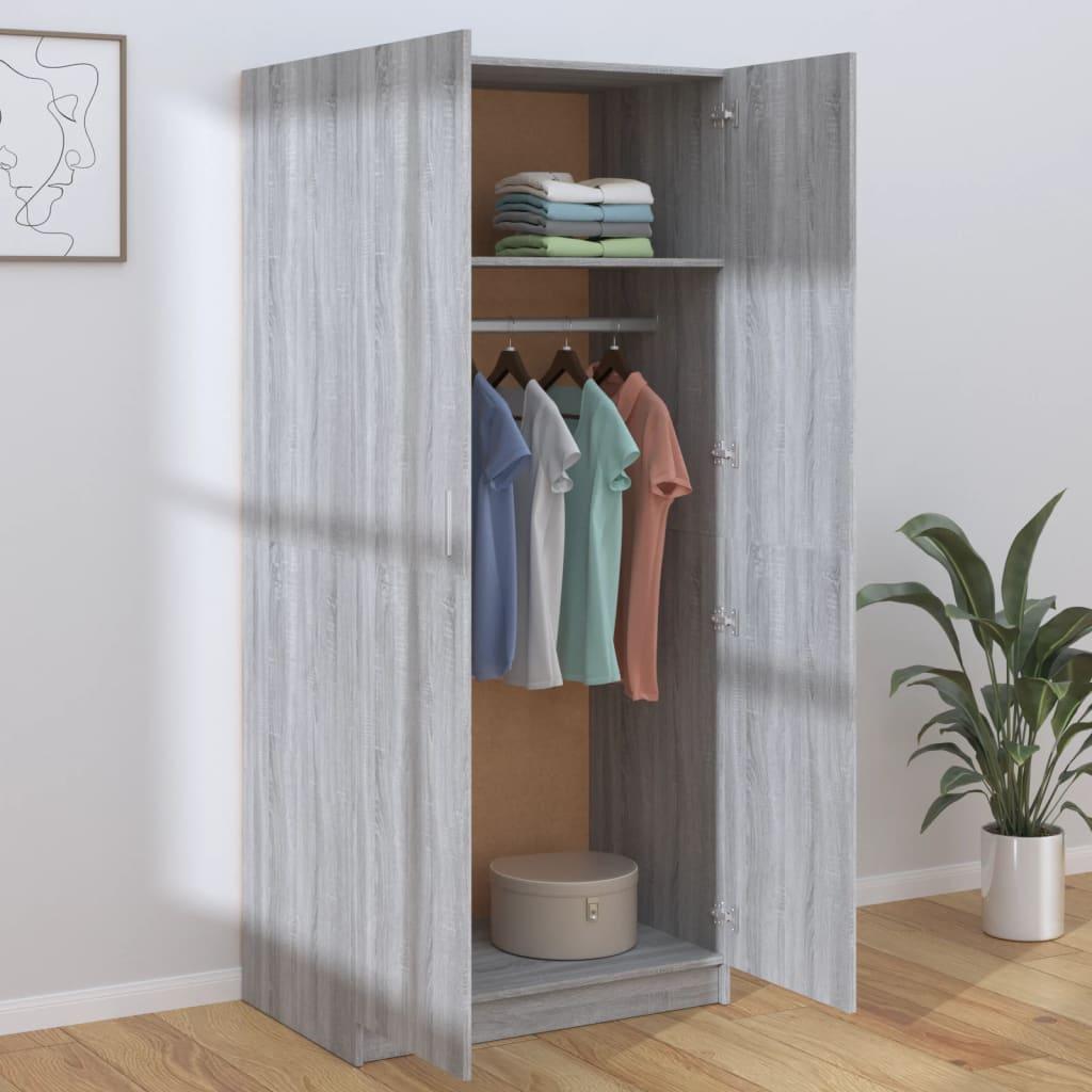 Wardrobe Grey Sonoma 80x52x180 cm Engineered Wood