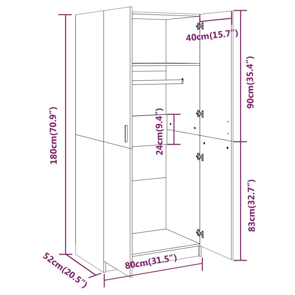 Wardrobe Grey Sonoma 80x52x180 cm Engineered Wood