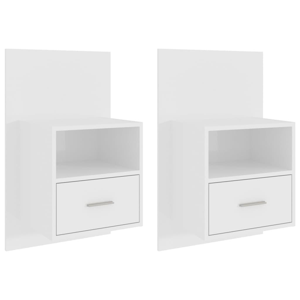 Wall-mounted Bedside Cabinets 2 pcs High Gloss White