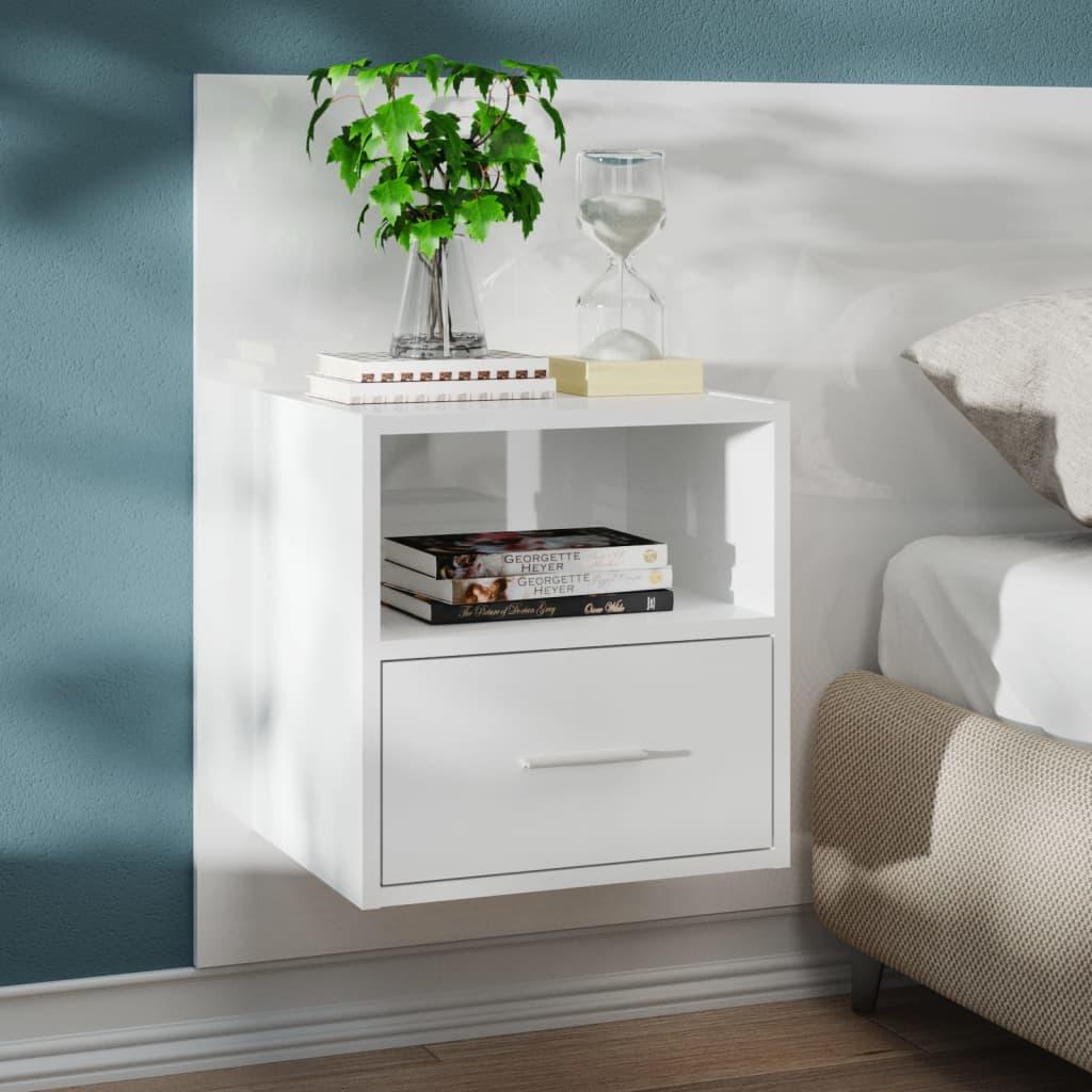 Wall-mounted Bedside Cabinets 2 pcs High Gloss White