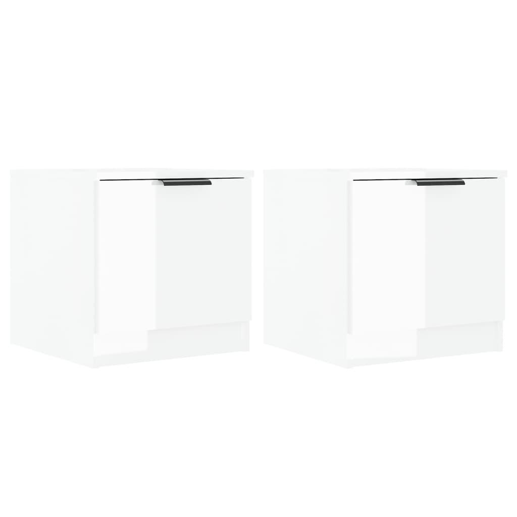 Bedside Cabinets 2 pcs High Gloss White 40x39x40 cm