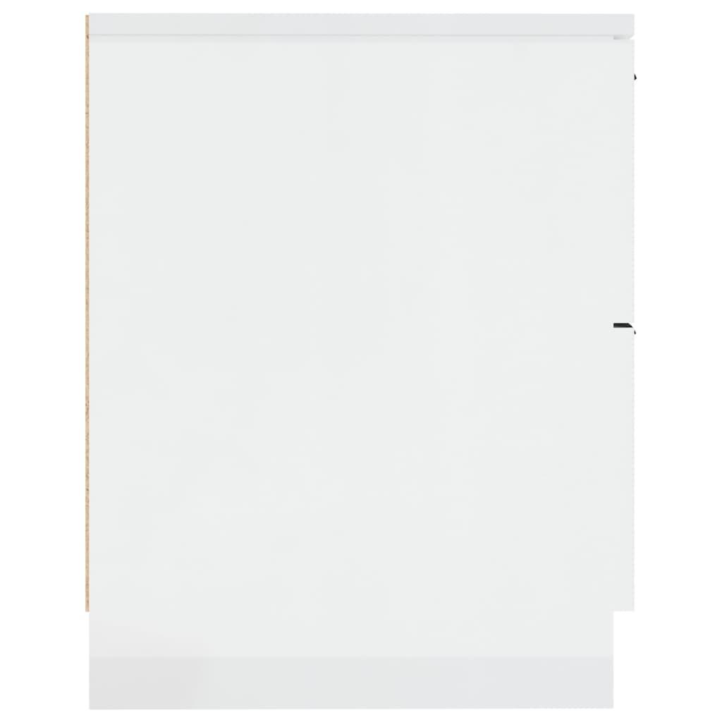 Bedside Cabinets 2 pcs High Gloss White Engineered Wood