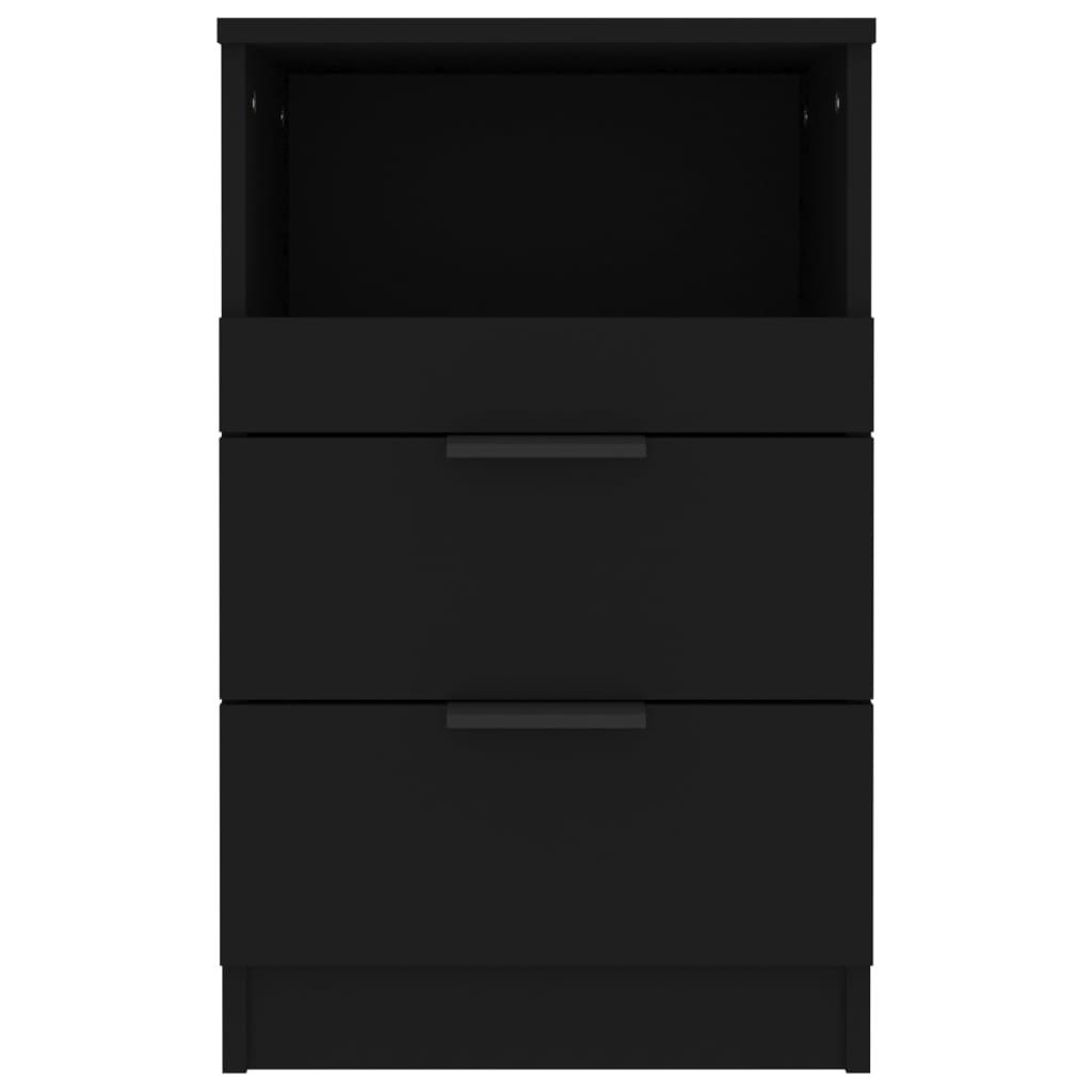Bedside Cabinet Black Engineered Wood