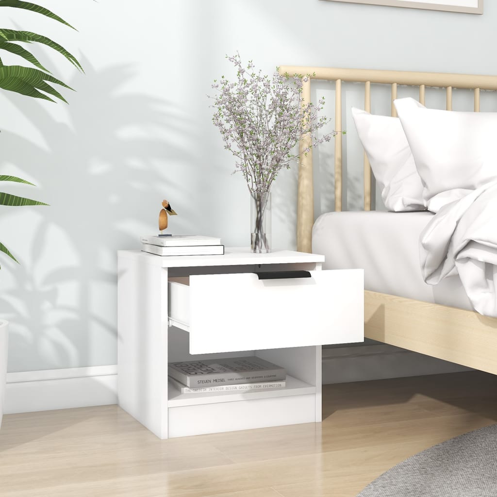 Bedside Cabinets 2 pcs White Engineered Wood