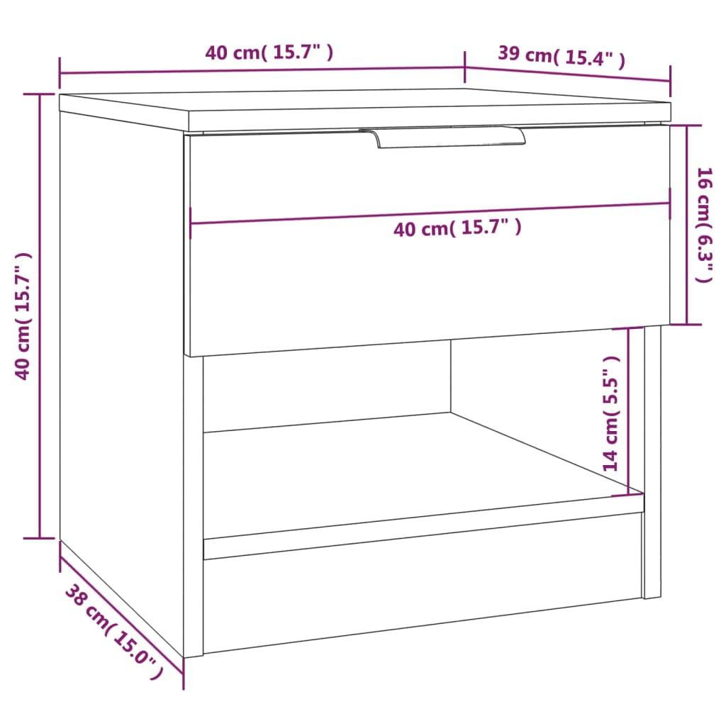 Bedside Cabinets 2 pcs High Gloss White Engineered Wood
