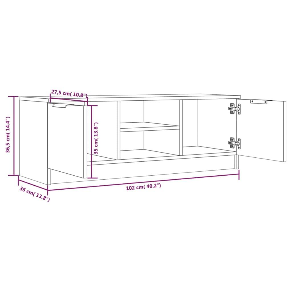 TV Cabinet White 102x35x36.5 cm Engineered Wood