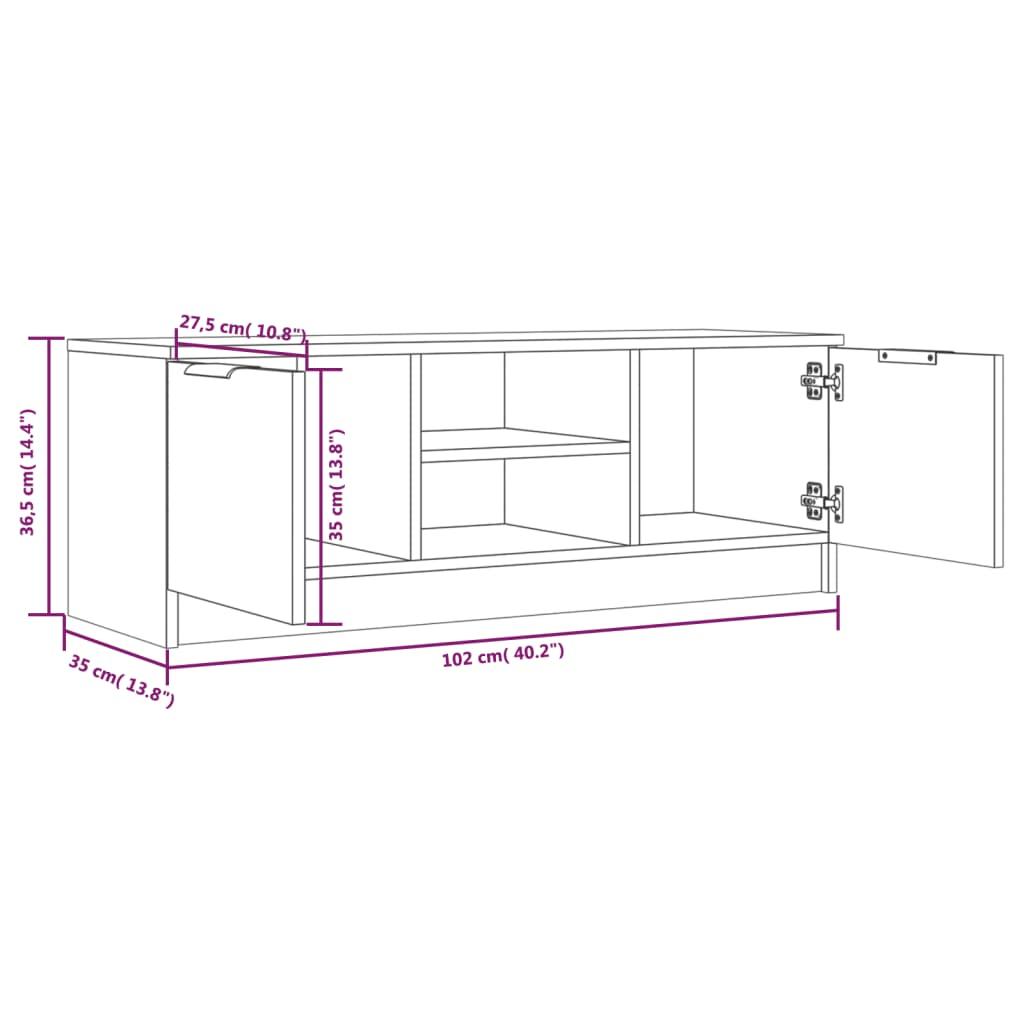 TV Cabinet Sonoma Oak 102x35x36.5 cm Engineered Wood