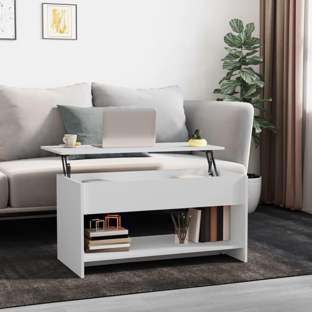 Coffee Table White 102x50x52.5 cm Engineered Wood