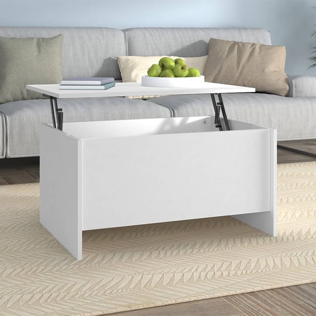 Coffee Table White 80x55.5x41.5 cm Engineered Wood