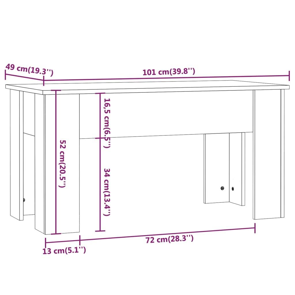 Coffee Table White 101x49x52 cm Engineered Wood