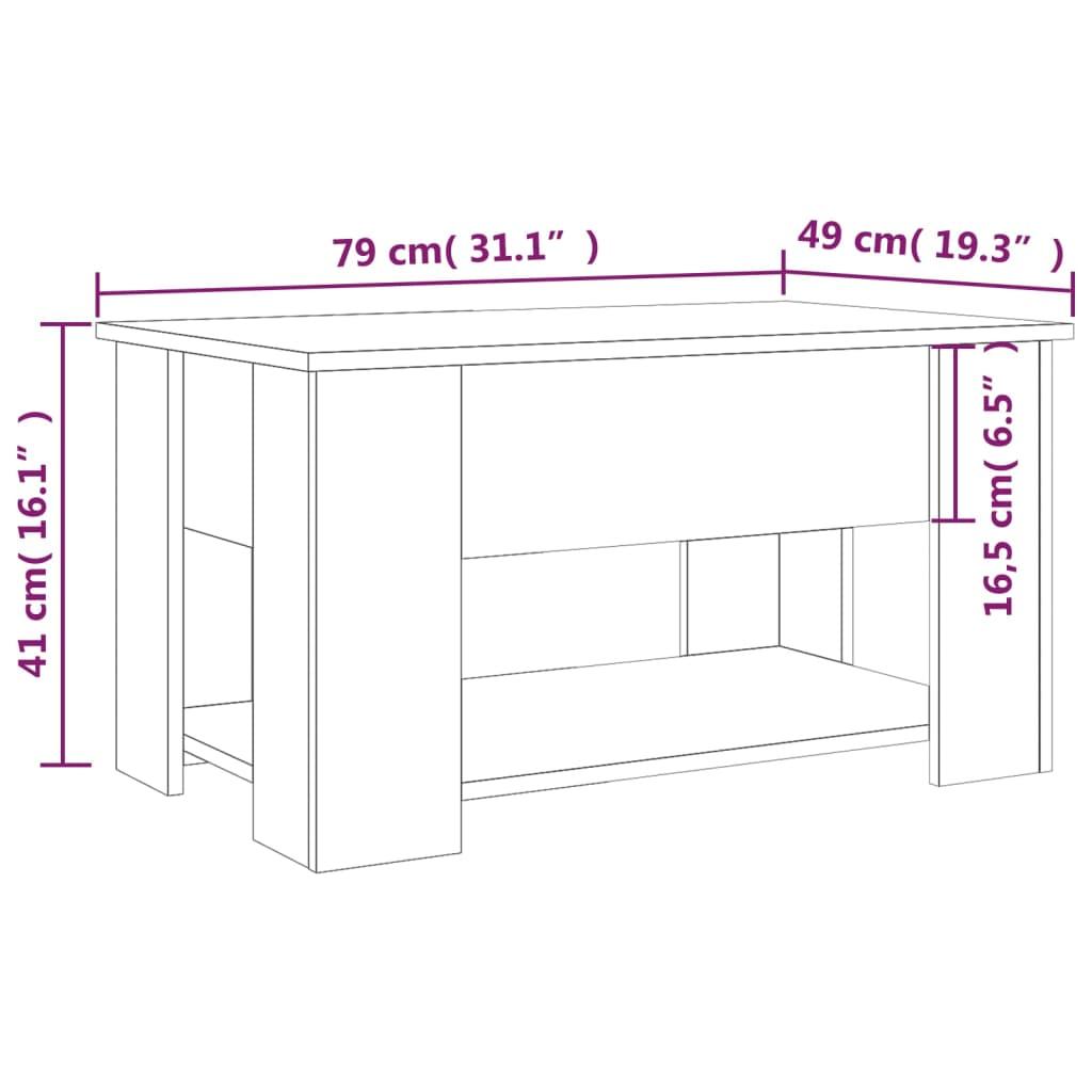 Coffee Table High Gloss White 79x49x41 cm Engineered Wood