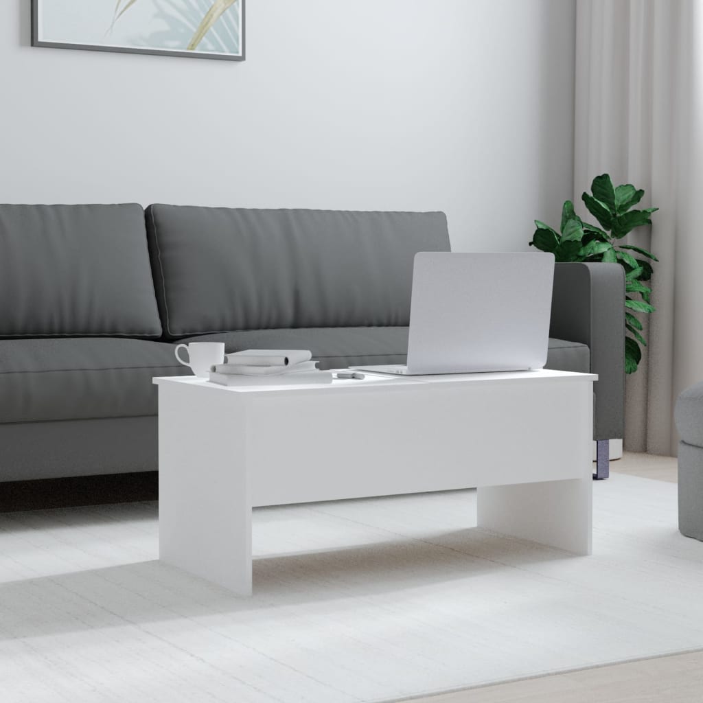 Coffee Table White 102x50.5x46.5 cm Engineered Wood