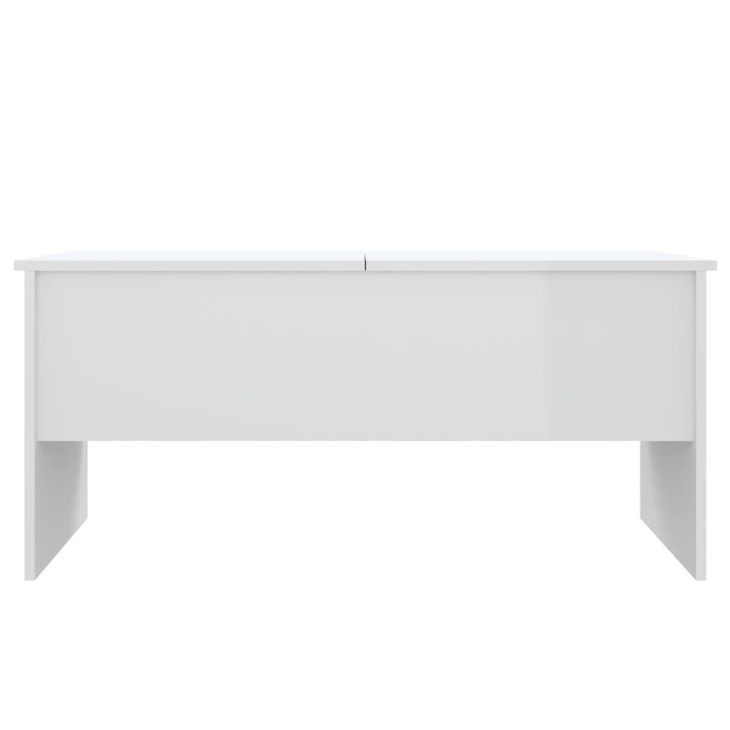Coffee Table High Gloss White 102x50.5x46.5 cm Engineered Wood