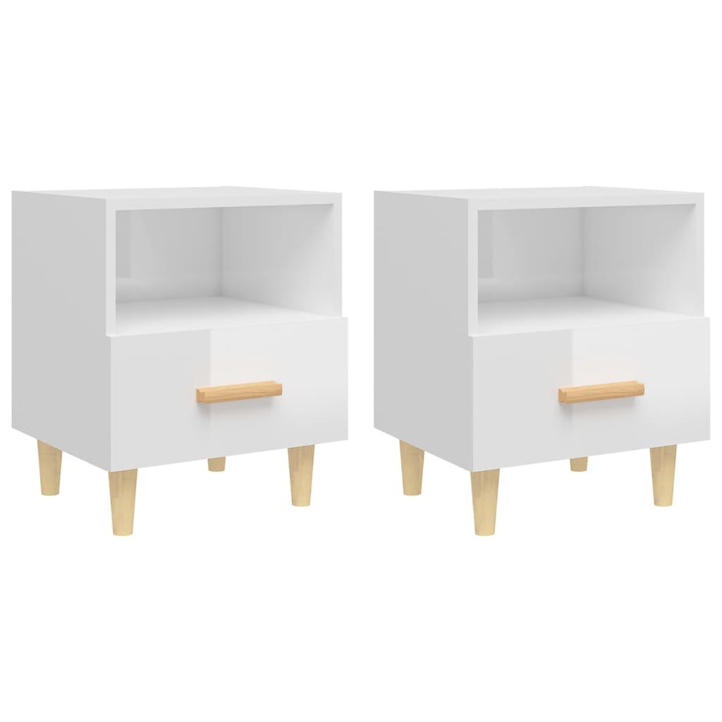 Bedside Cabinets 2 pcs High Gloss White 40x35x47 cm
