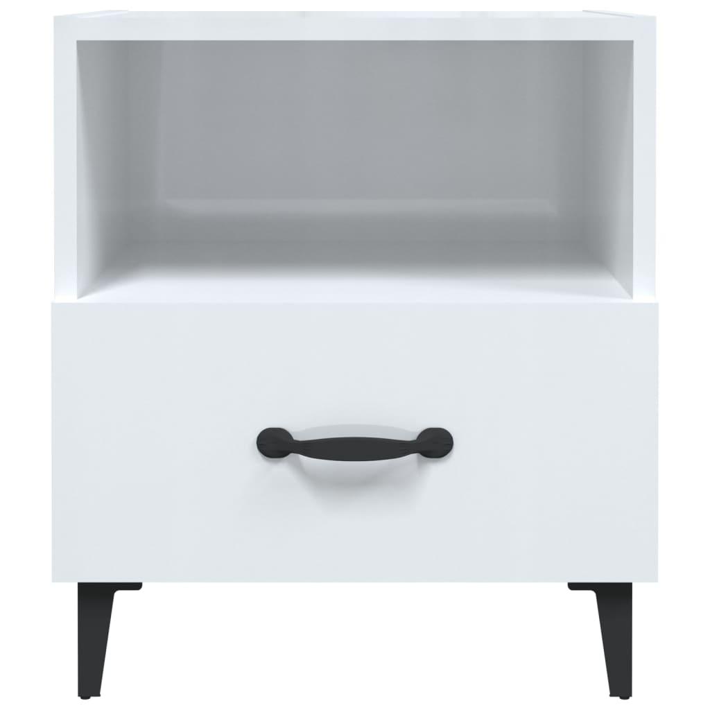 Bedside Cabinets 2 pcs High Gloss White Engineered Wood