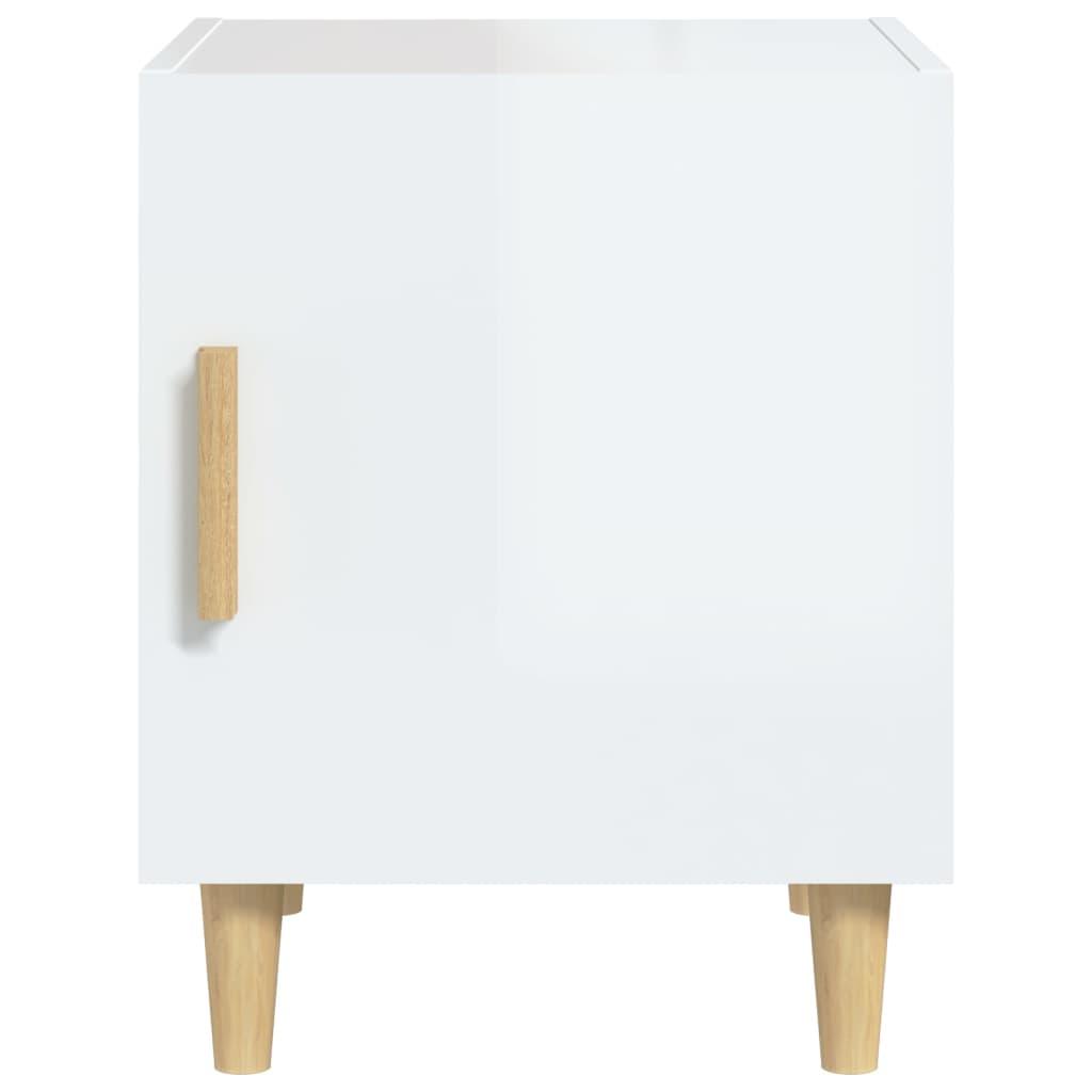 Bedside Cabinets 2 pcs High Gloss White Engineered Wood