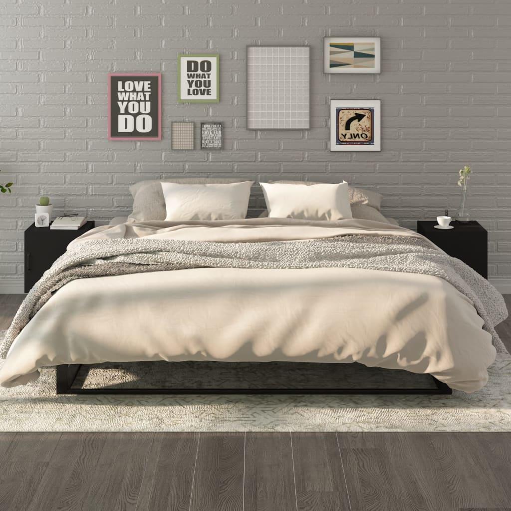 Bedside Cabinets 2 pcs Black Engineered Wood
