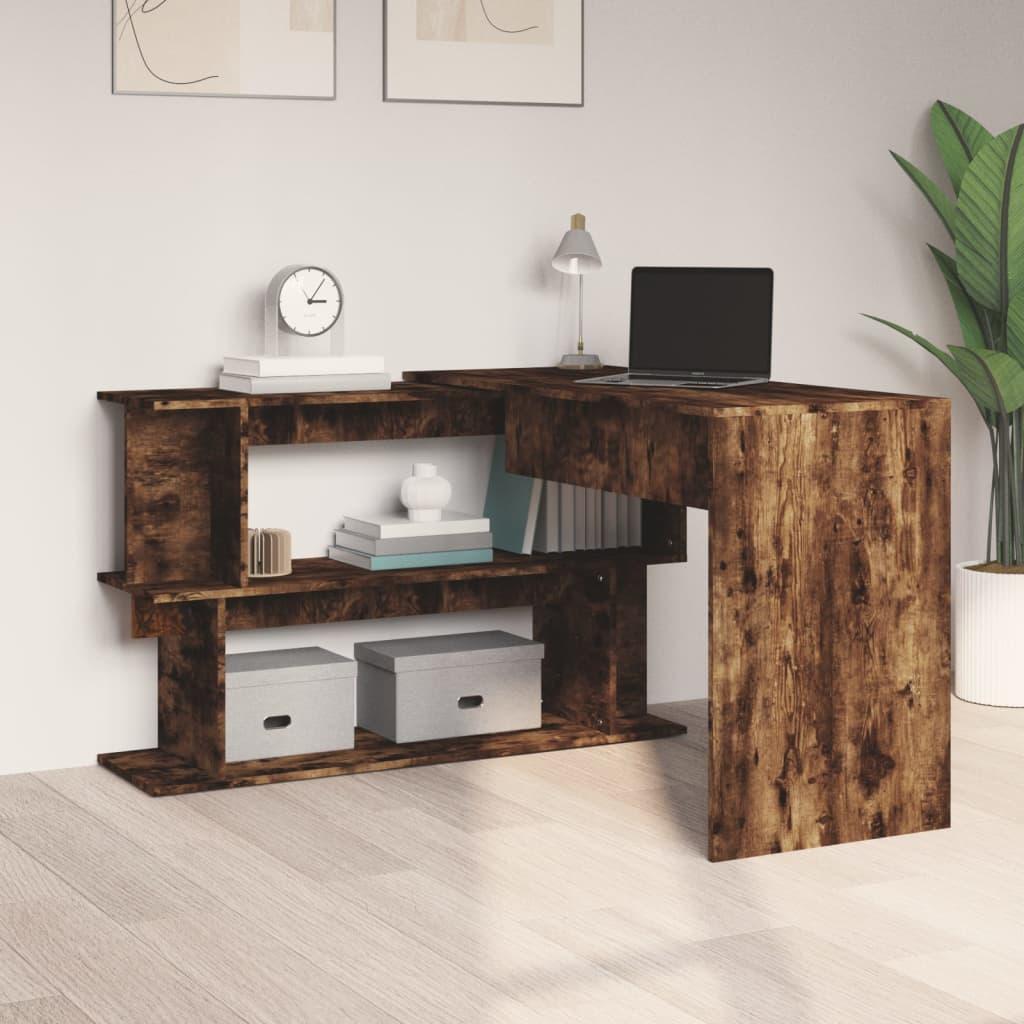 Corner Desk Smoked Oak 200x50x76 cm Engineered Wood