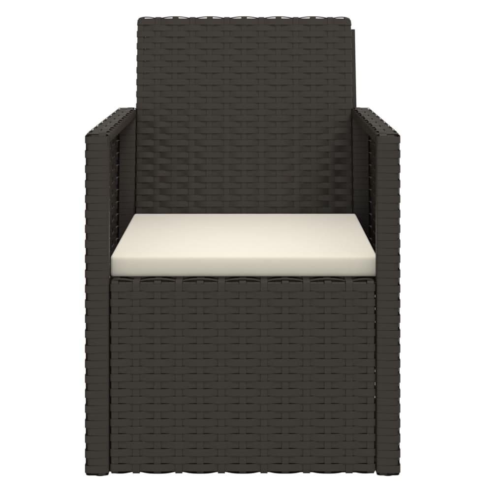 3 Piece Outdoor Sofa Set with Cushions Black Poly Rattan