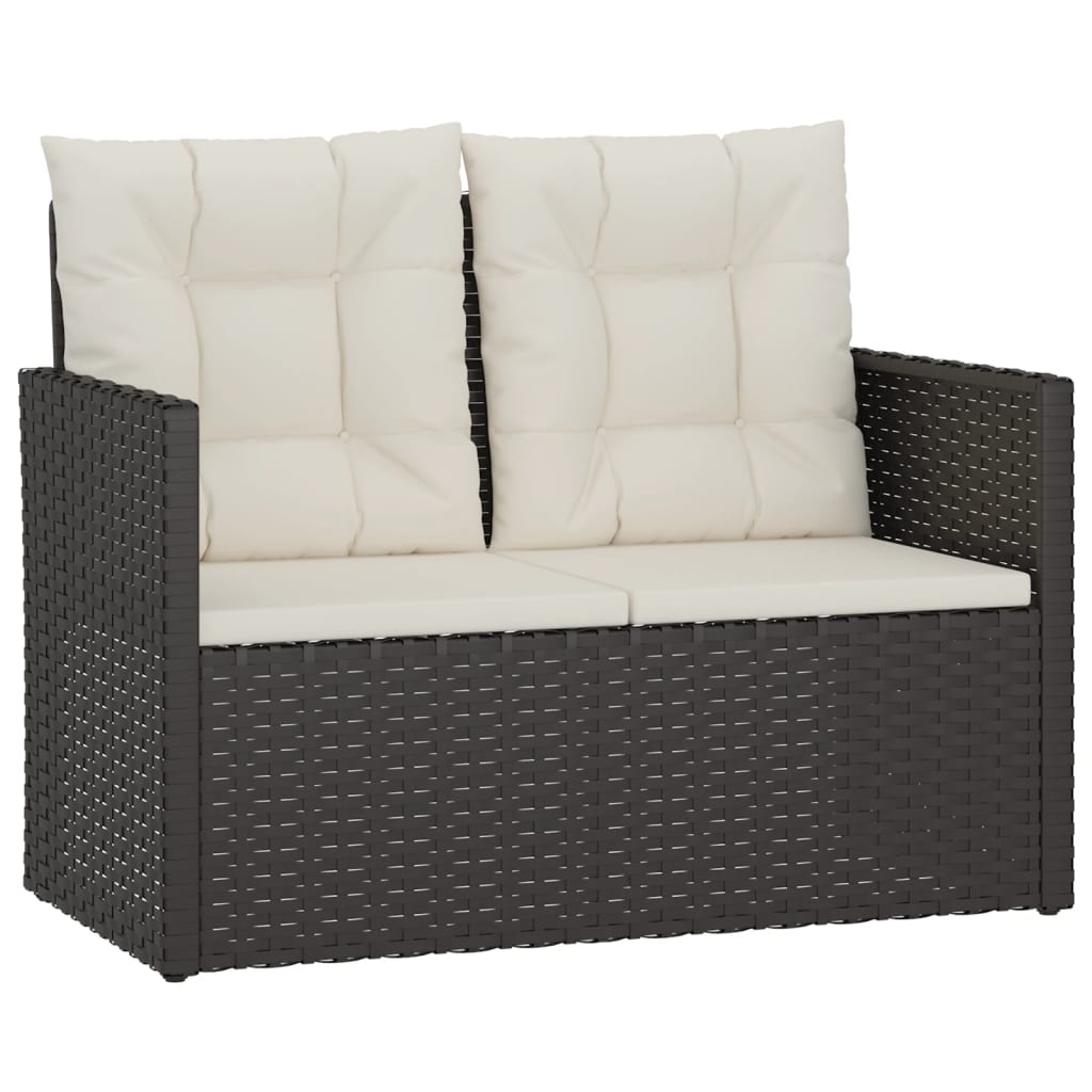 4 Piece Outdoor Lounge Set with Cushions Poly Rattan Black