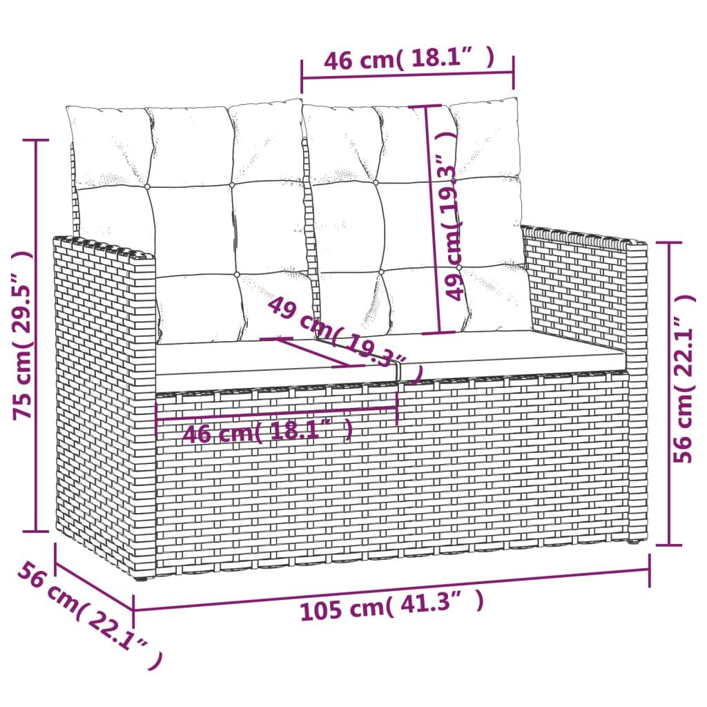 4 Piece Outdoor Lounge Set with Cushions Poly Rattan Black