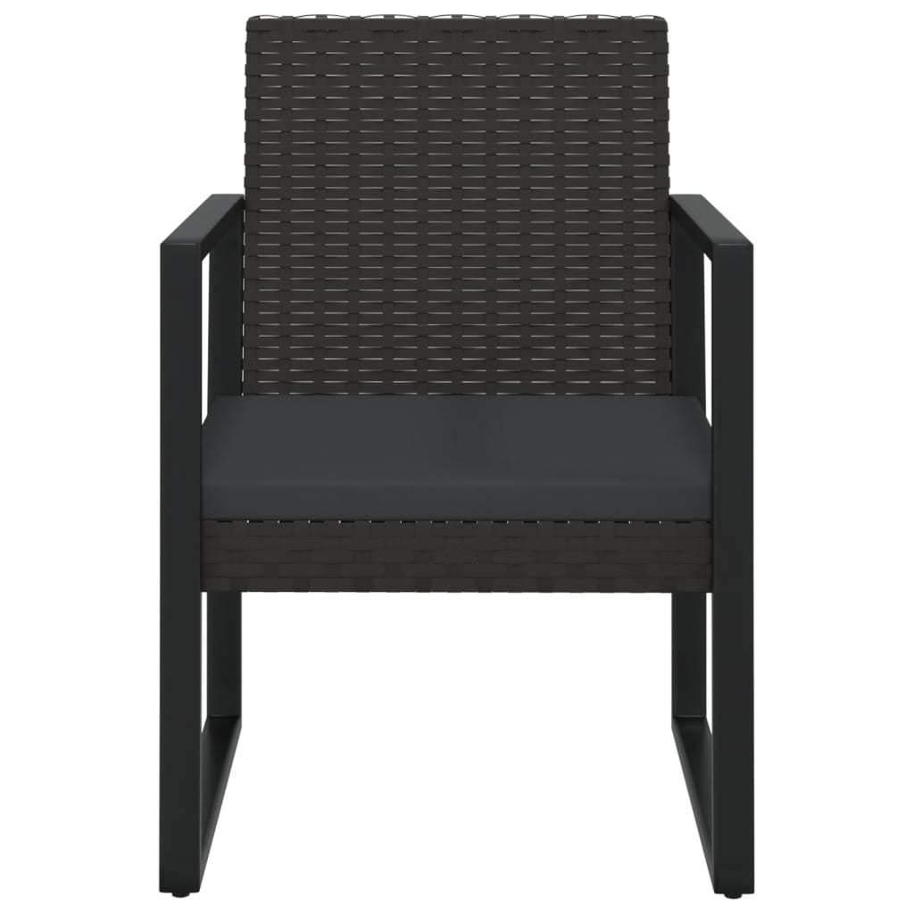 3 Piece Garden Lounge Set with Cushions Black Poly Rattan