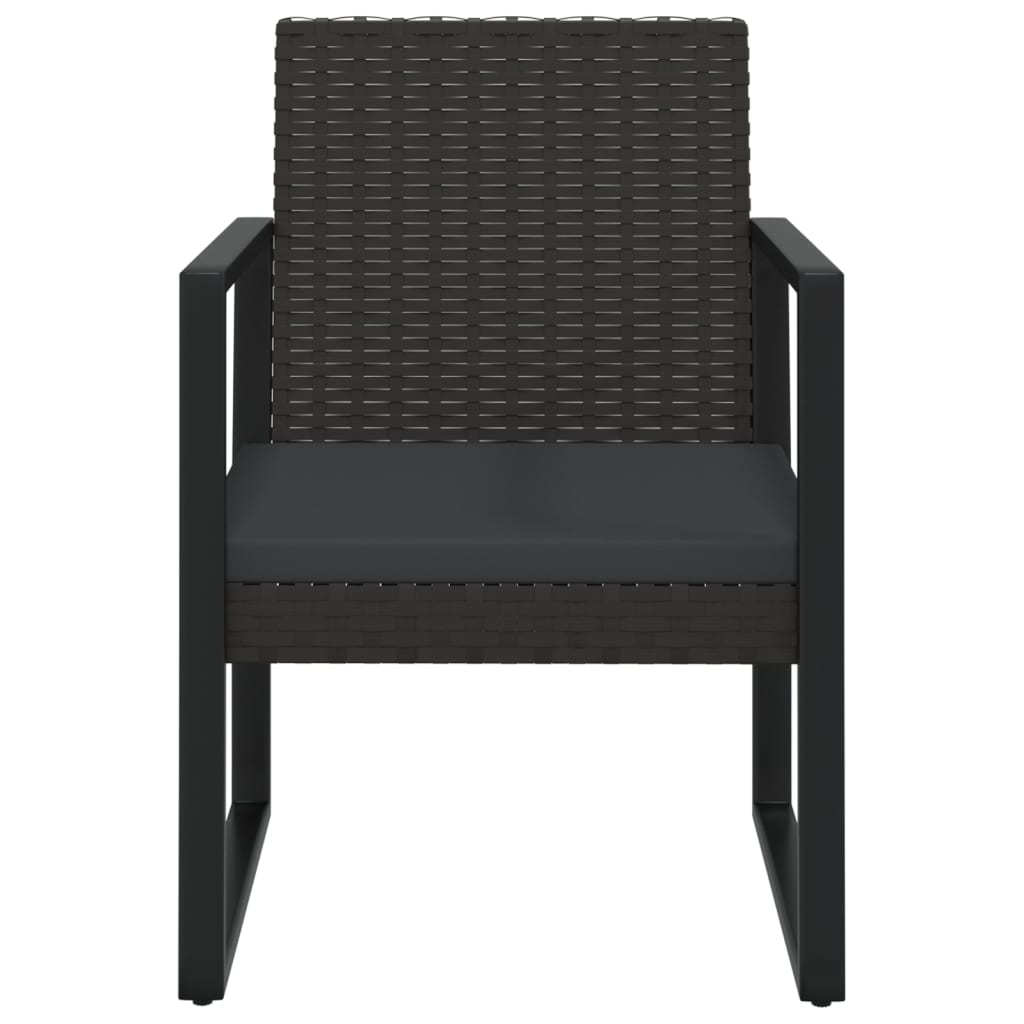 4 Piece Garden Lounge Set with Cushions Black Poly Rattan