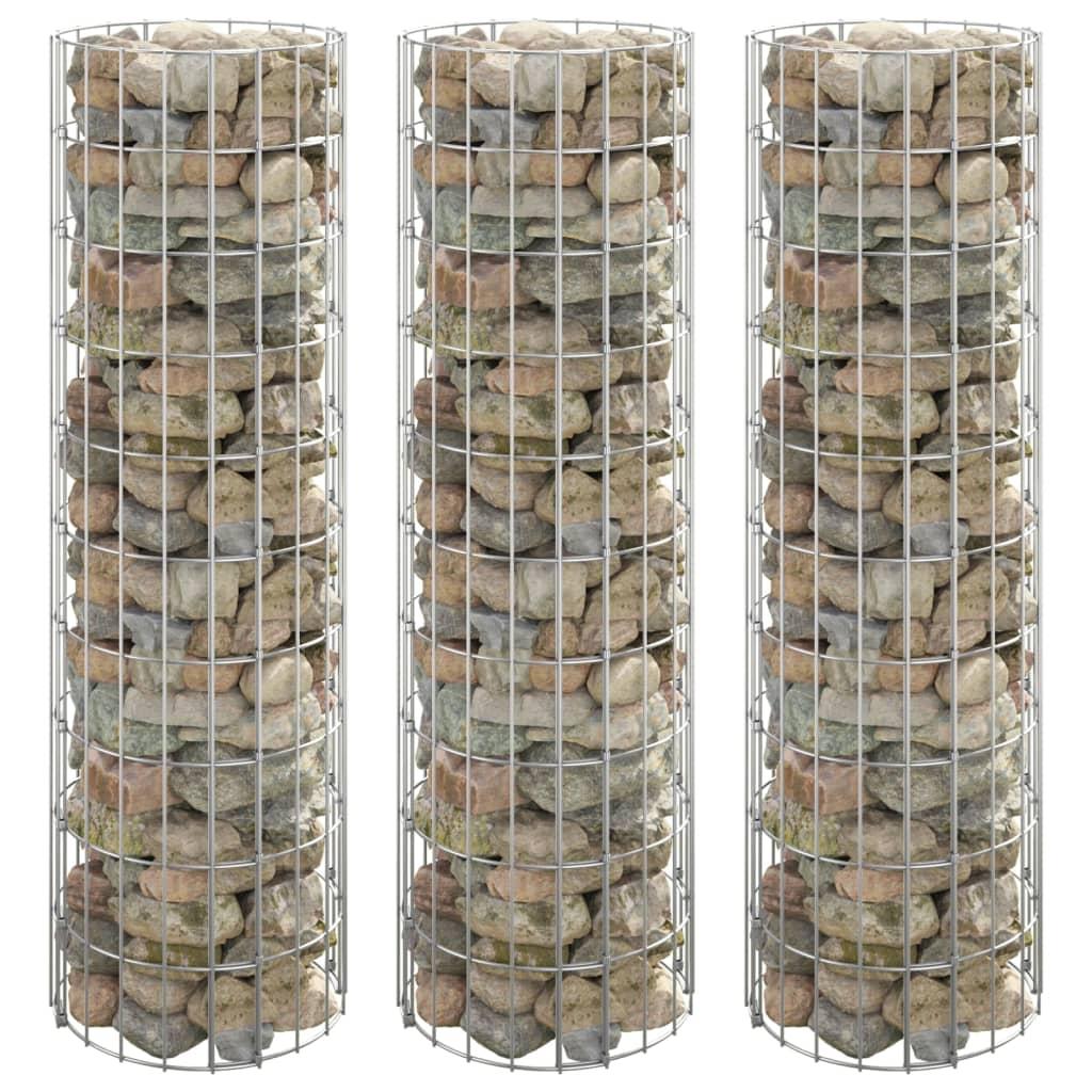 Circular Gabion Raised Beds 3 pcs Galvanised Steel Ø30x100 cm