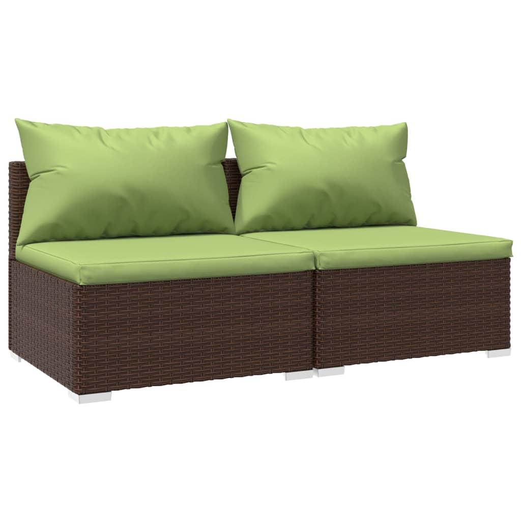 2 Piece Garden Lounge Set with Cushions Poly Rattan Brown