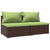 2 Piece Garden Lounge Set with Cushions Poly Rattan Brown
