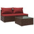 3 Piece Garden Lounge Set with Cushions Poly Rattan Brown