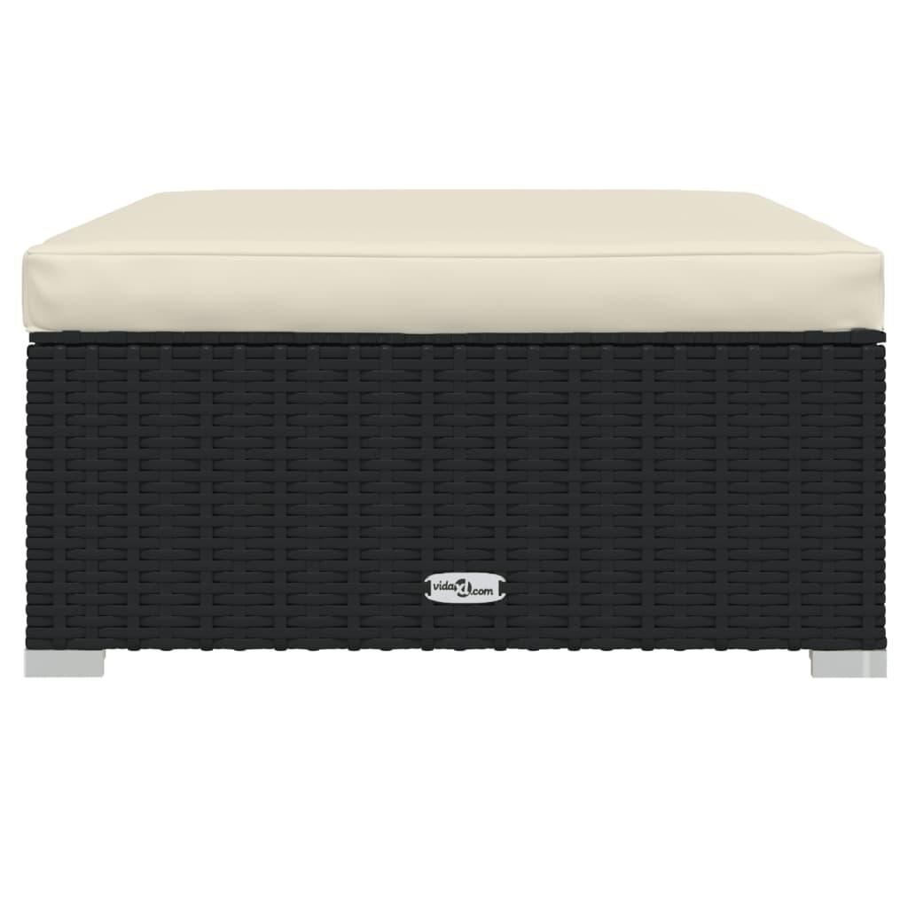 7 Piece Garden Lounge Set with Cushions Poly Rattan Black