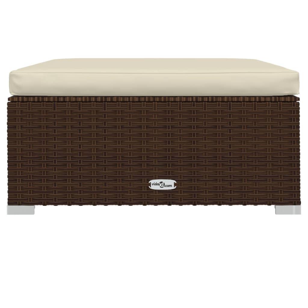 8 Piece Garden Lounge Set with Cushions Poly Rattan Brown