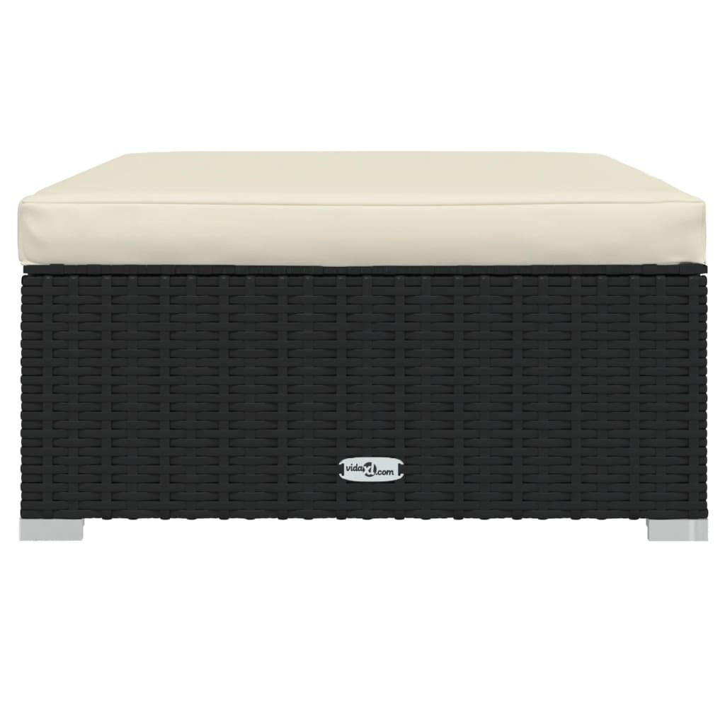 11 Piece Garden Lounge Set with Cushions Black Poly Rattan