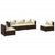 5 Piece Garden Lounge Set with Cushions Poly Rattan Brown
