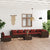 8 Piece Garden Lounge Set with Cushions Poly Rattan Brown