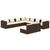 9 Piece Garden Lounge Set with Cushions Brown Poly Rattan