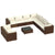 10 Piece Garden Lounge Set with Cushions Brown Poly Rattan