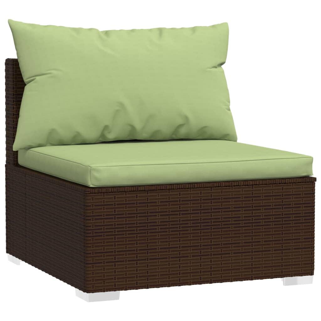 10 Piece Garden Lounge Set with Cushions Brown Poly Rattan