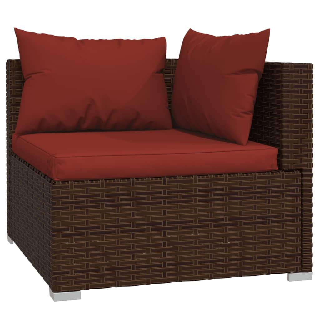 11 Piece Garden Lounge Set with Cushions Poly Rattan Brown
