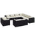 11 Piece Garden Lounge Set with Cushions Black Poly Rattan