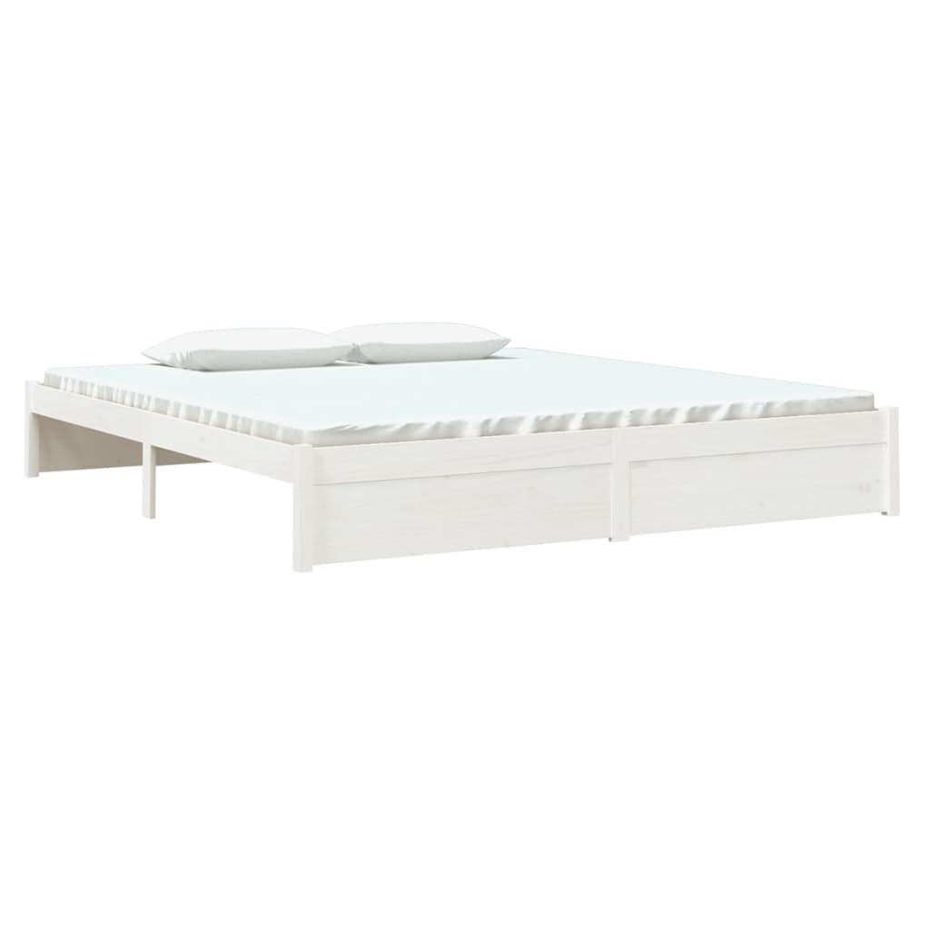 Bed Frame without Mattress White Solid Wood 183x203 cm King
