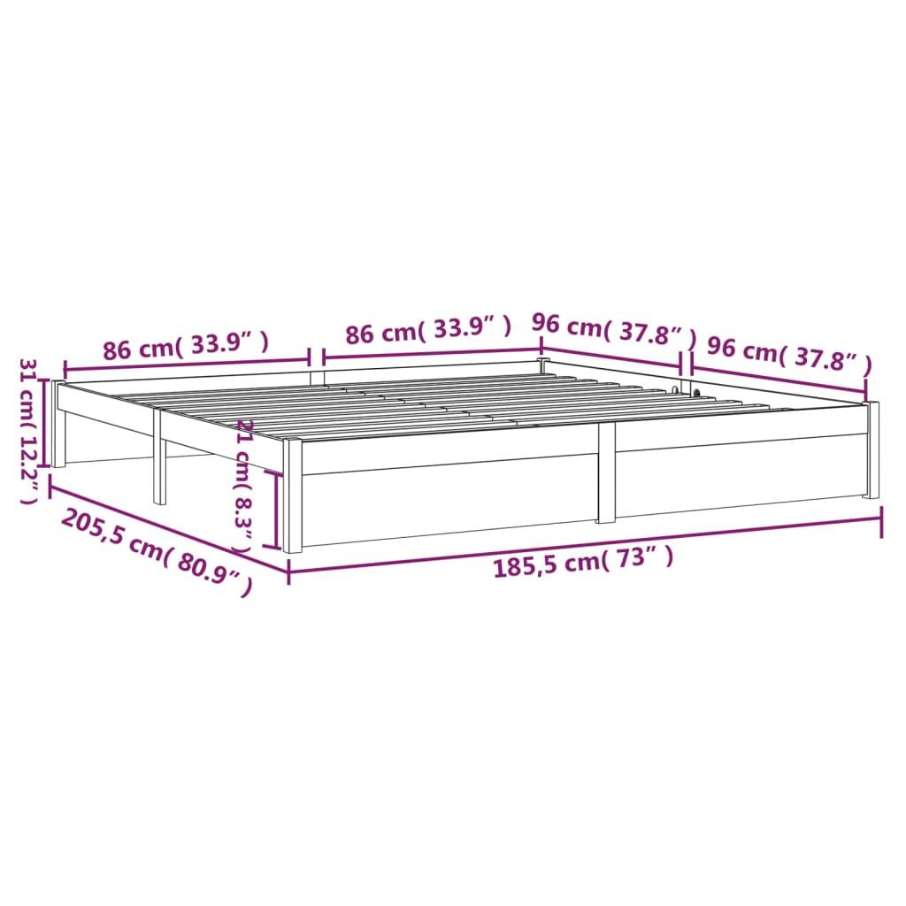 Bed Frame without Mattress White Solid Wood 183x203 cm King