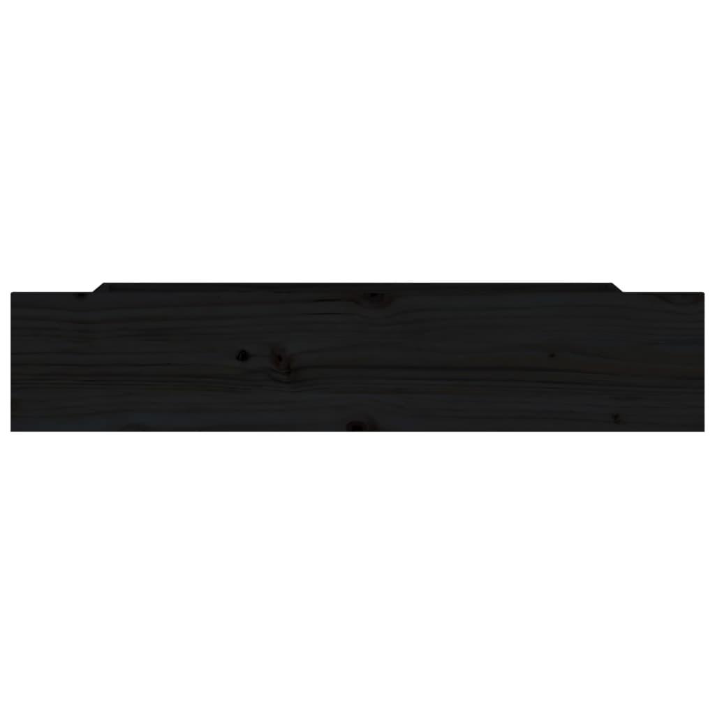 Bed Drawers 4 pcs Black Solid Wood Pine