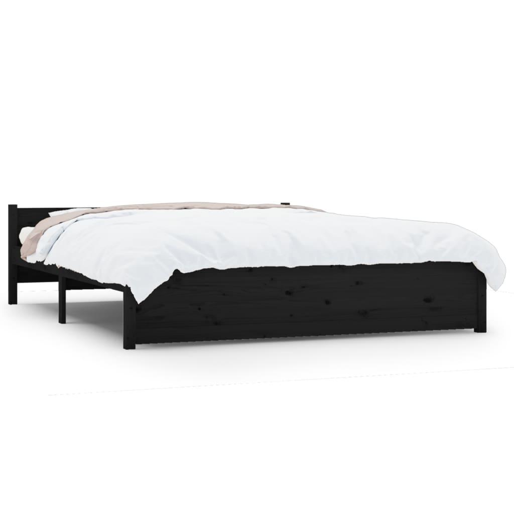 Bed Frame without Mattress Black Solid Wood 150x200 cm
