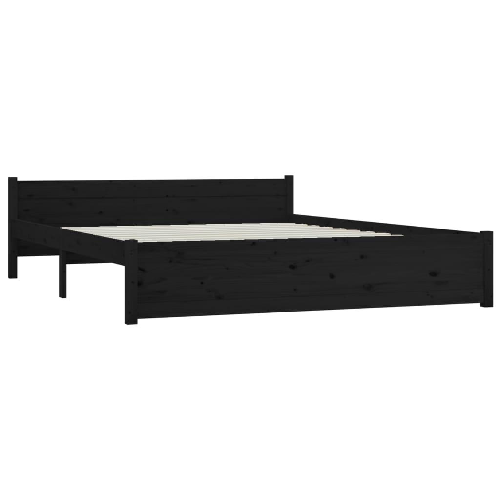 Bed Frame without Mattress Black Solid Wood 150x200 cm