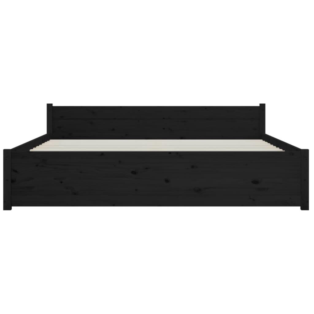 Bed Frame without Mattress Black Solid Wood 150x200 cm