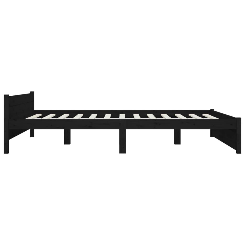 Bed Frame without Mattress Black Solid Wood 150x200 cm