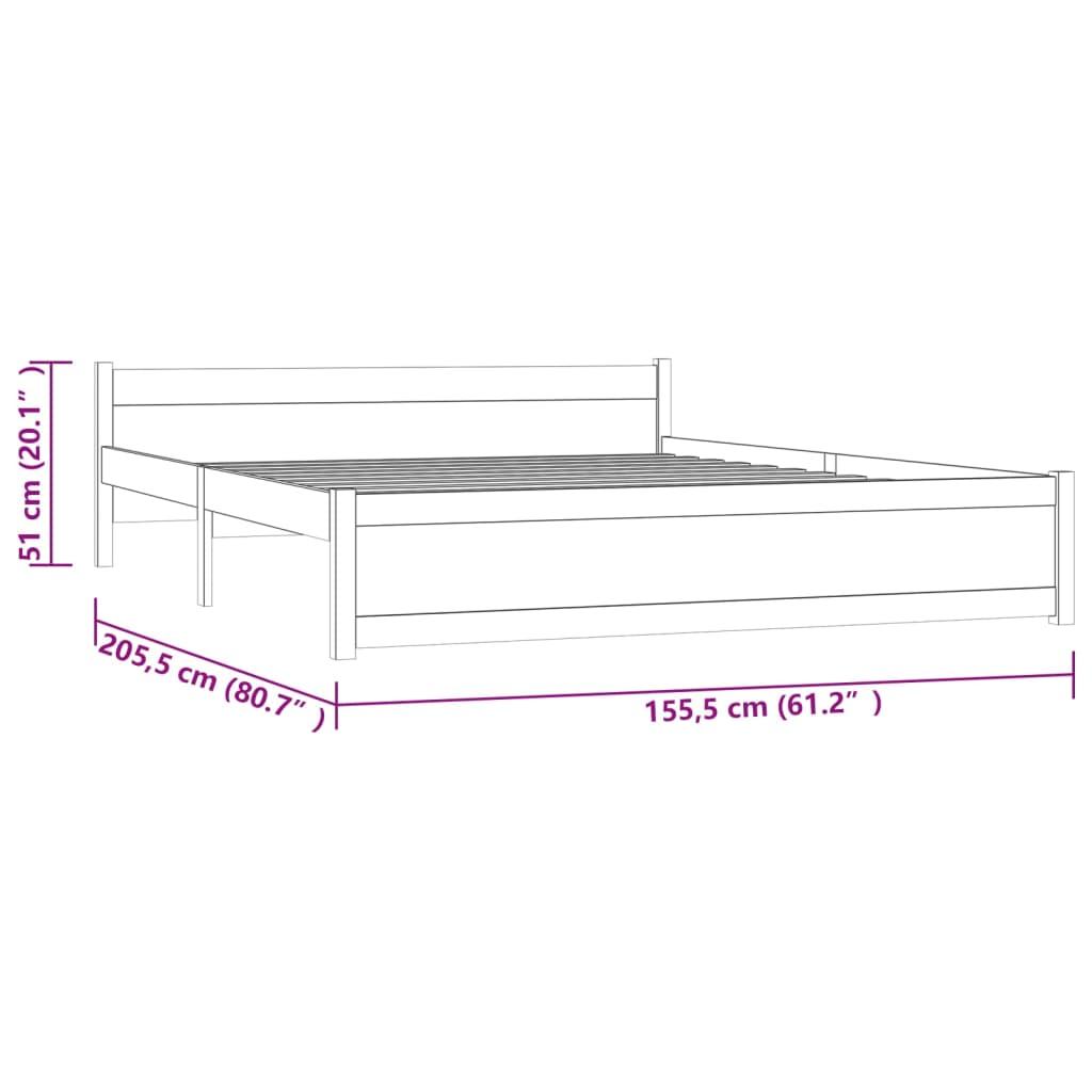 Bed Frame without Mattress Black Solid Wood 150x200 cm
